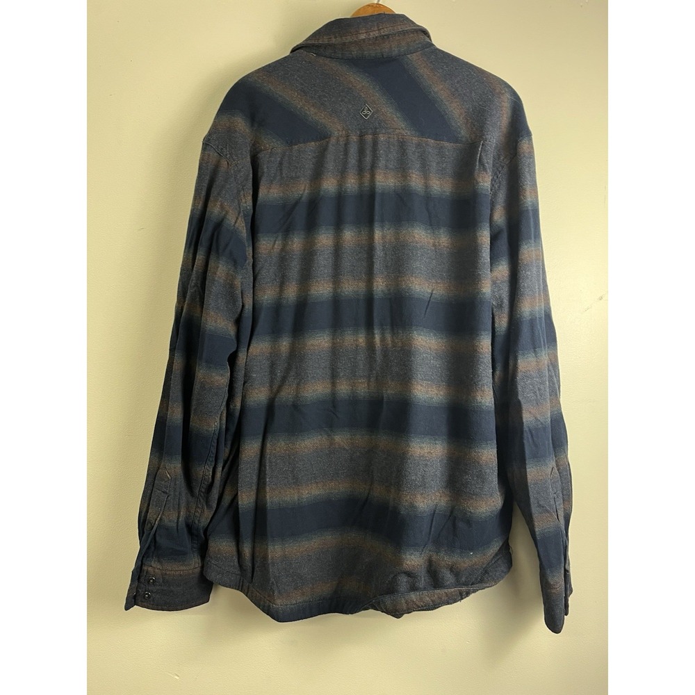 Prana Men's Lybek Long Sleeve Flannel Shirt Jacket Shacket Blue Plaid Xl - Picture 4 of 6